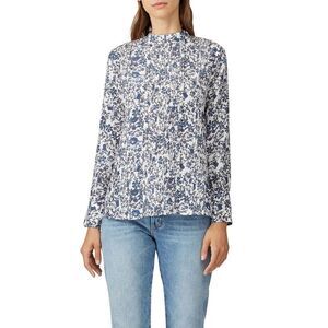 Apiece Apart Sez Pintuck Blouse Blue Floral size 4 100% Silk